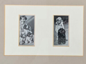 Vtg Cocker Spaniel Photos Framed Dogs and Friend Black White Lady Kitty Ritson